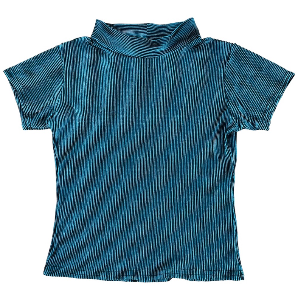 Sportswear Zone size small vintage blue & black trippy silky short sleeve shirt
